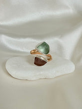 Load image into Gallery viewer, Double Sea Glass Ring (green/purple)