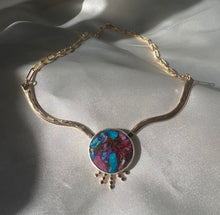 Load image into Gallery viewer, Sunray Spiny Oyster Turquoise Cuff Necklace