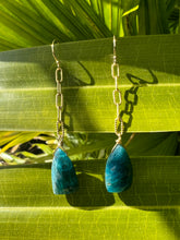 Load image into Gallery viewer, Blue Apatite and Gold Earrings