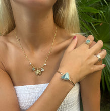 Load image into Gallery viewer, Teal Pottery Glass Cuff