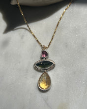 Load image into Gallery viewer, Cluster Necklace- Citrine and Tourmaline