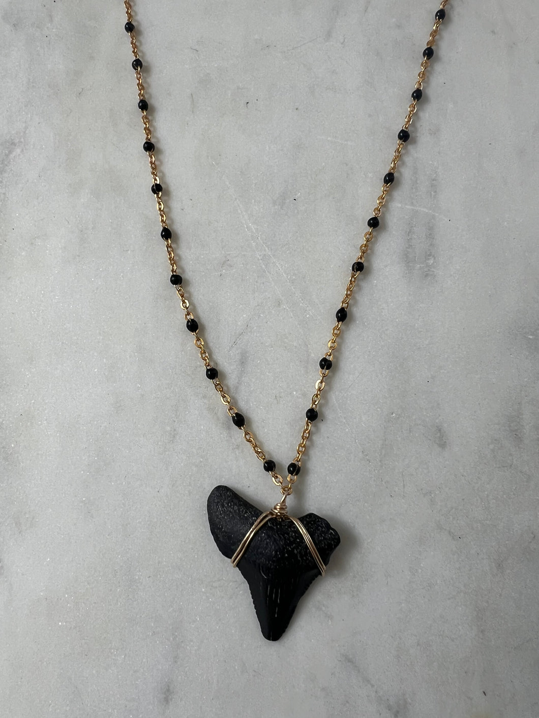 Gold and Black Shark Tooth Necklace