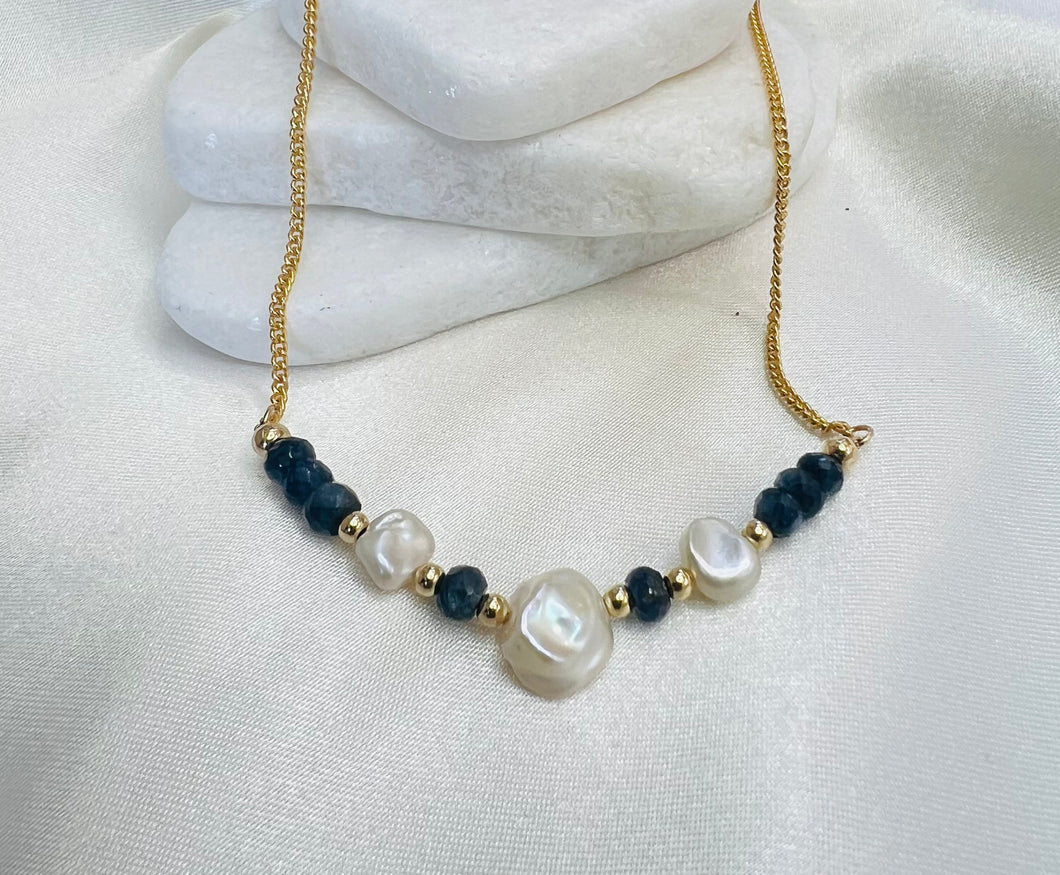 Sapphire and Pearl Necklace