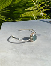 Load image into Gallery viewer, Teal Seaglass and Gold Cuff
