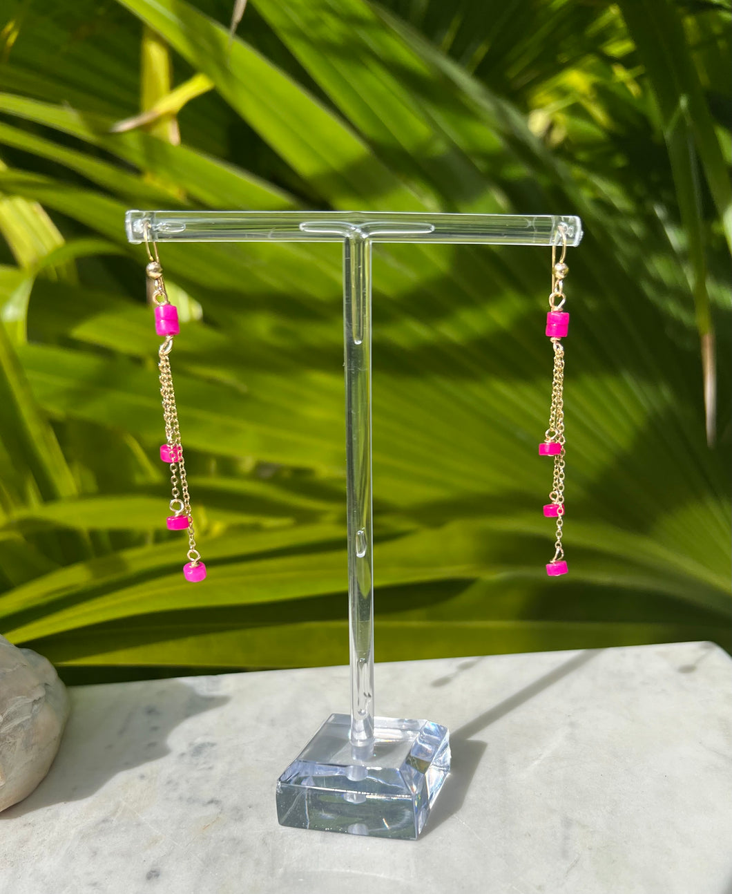 Pink Dainty Dangle Earrings