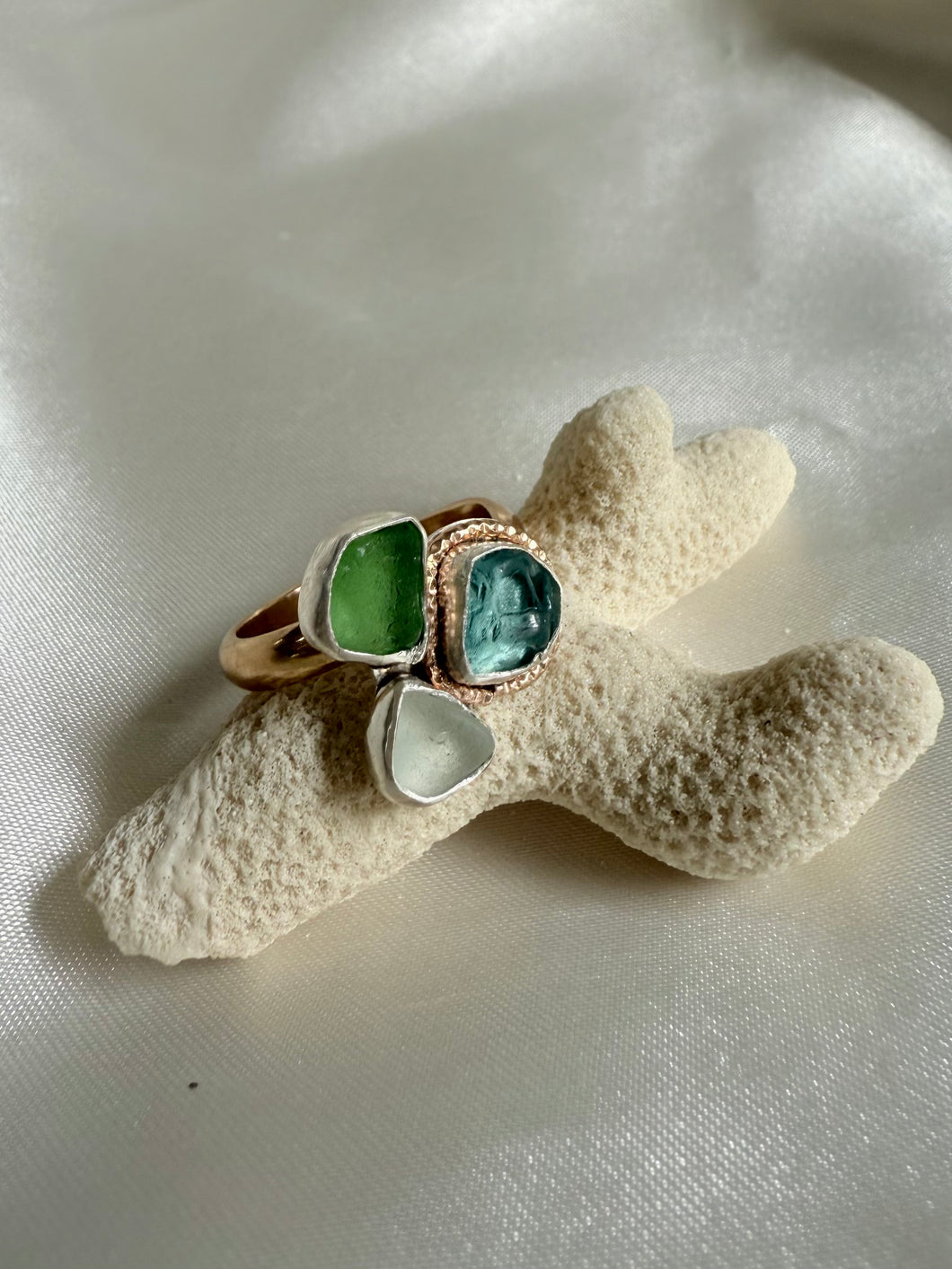 Sea Glass Cluster Ring