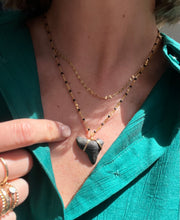 Load image into Gallery viewer, Gold and Black Shark Tooth Necklace
