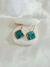 Load image into Gallery viewer, Turquoise Sparkle Drop Earrings
