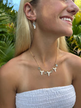 Load image into Gallery viewer, Shark Tooth and Aquamarine Charm Necklace
