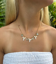 Load image into Gallery viewer, Shark Tooth and Aquamarine Charm Necklace
