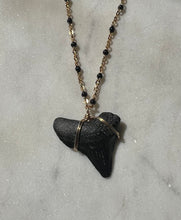 Load image into Gallery viewer, Gold and Black Shark Tooth Necklace
