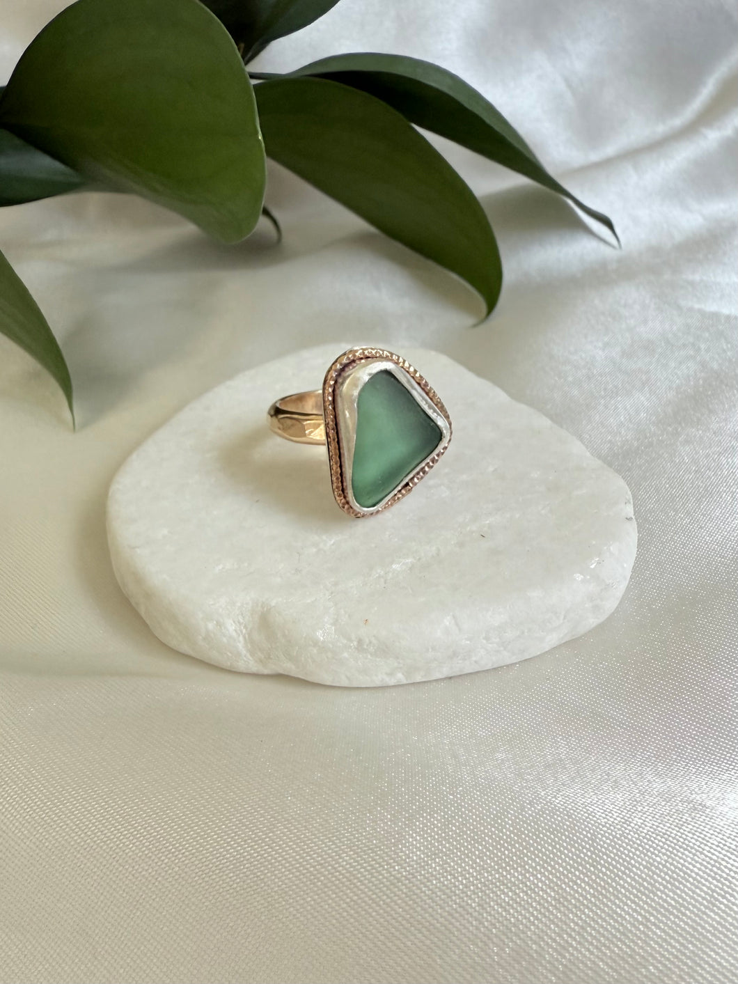 Green SeaGlass Sparkle Ring