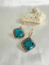 Load image into Gallery viewer, Turquoise Sparkle Drop Earrings
