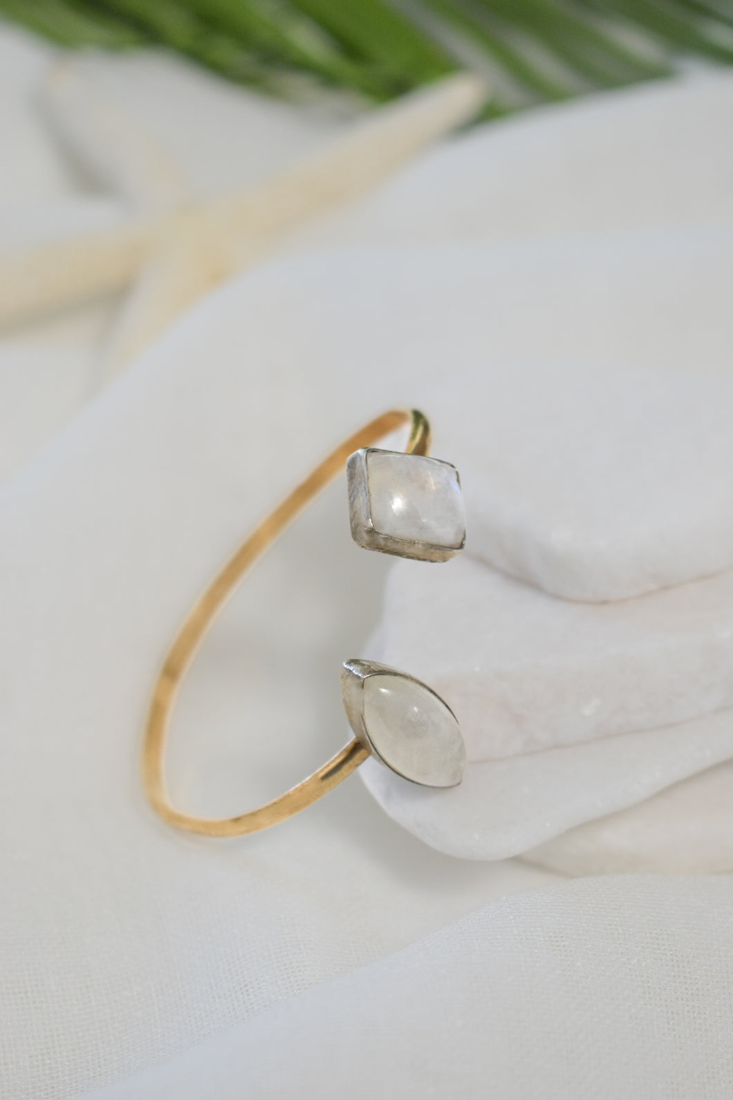 Double Moonstone Cuff Bracelet