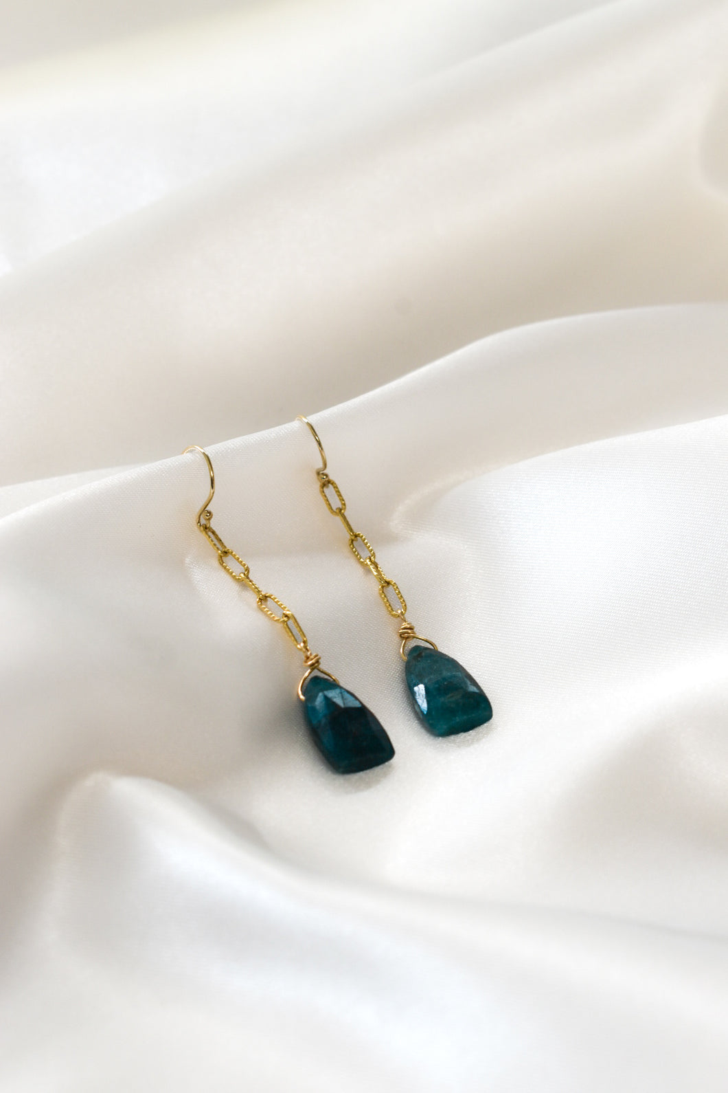 Blue Apatite and Gold Earrings