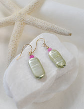 Load image into Gallery viewer, Green Pearl and Pink Earrings
