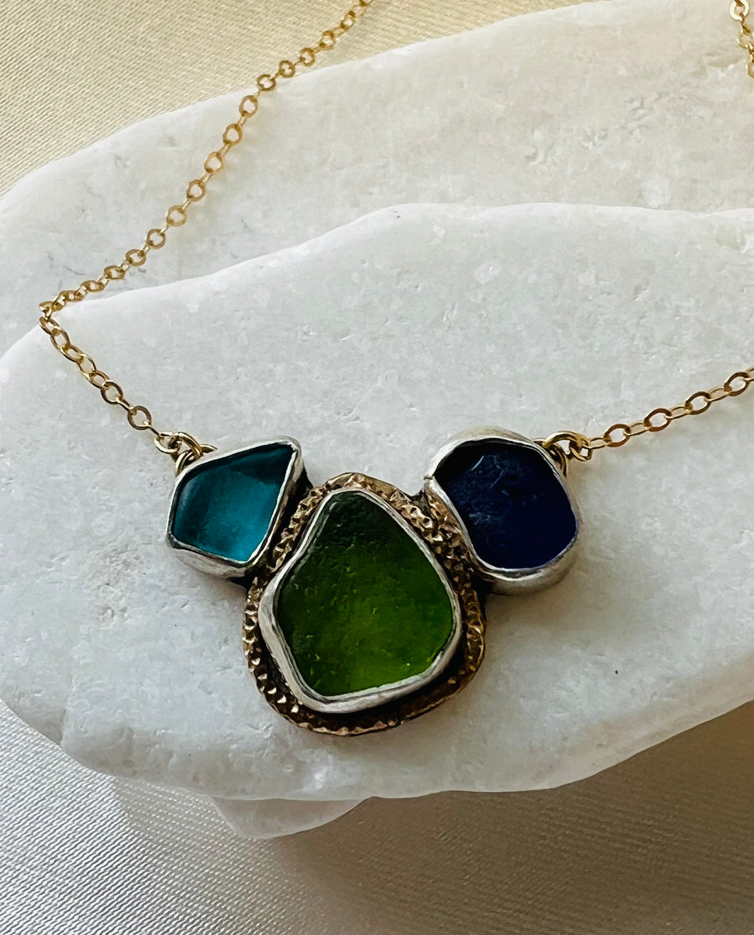 Seaglass Cluster Necklace