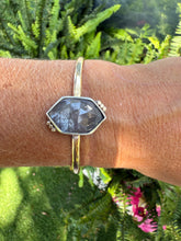 Load image into Gallery viewer, Sapphire (White Sheen) Gold Dot Cuff
