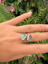 Load image into Gallery viewer, Double Sea Glass Ring (Purple/green)
