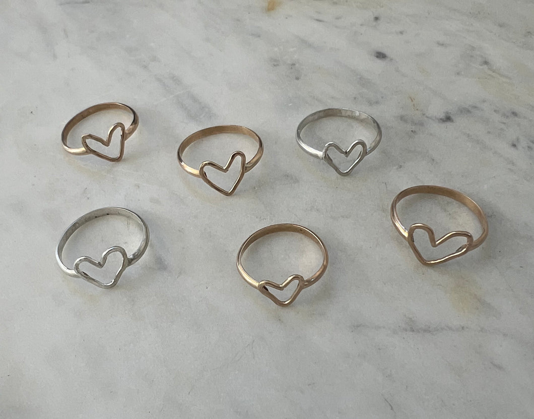 Hammered Heart Rings