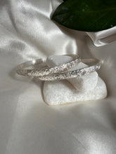 Load image into Gallery viewer, Flower and Swirls Silver Cuff
