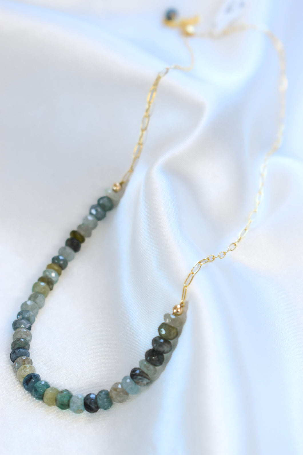Natural Aquamarine And Gold  Necklace