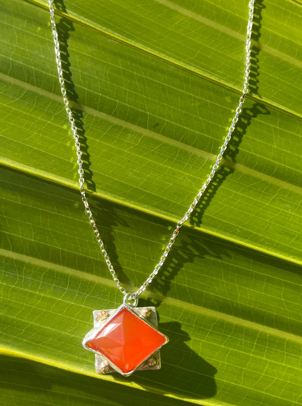 Carnelian Silver and Gold Necklace