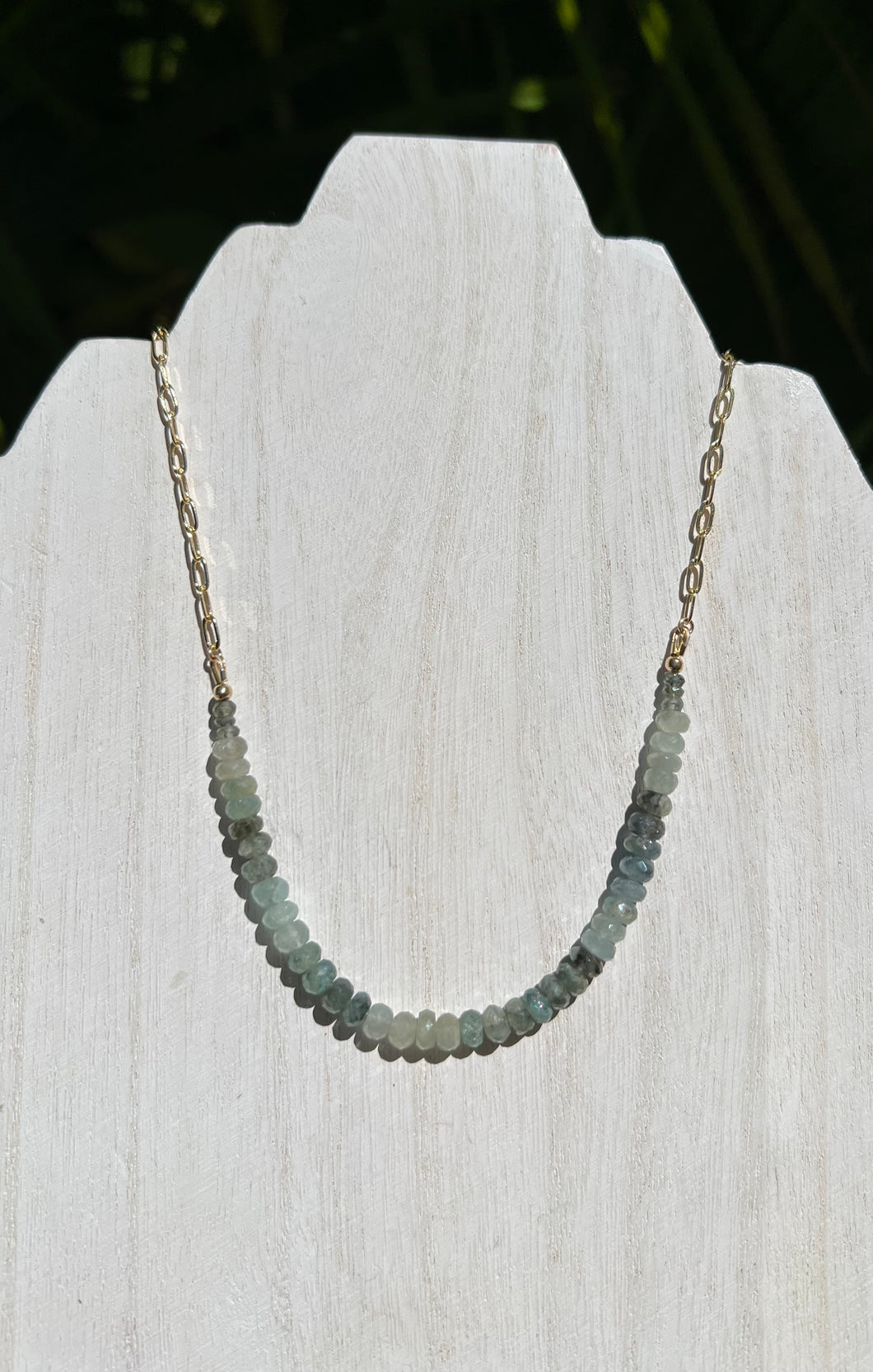 Natural Aquamarine And Gold  Necklace