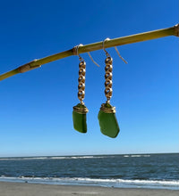 Load image into Gallery viewer, Green Sea Glass Earrings
