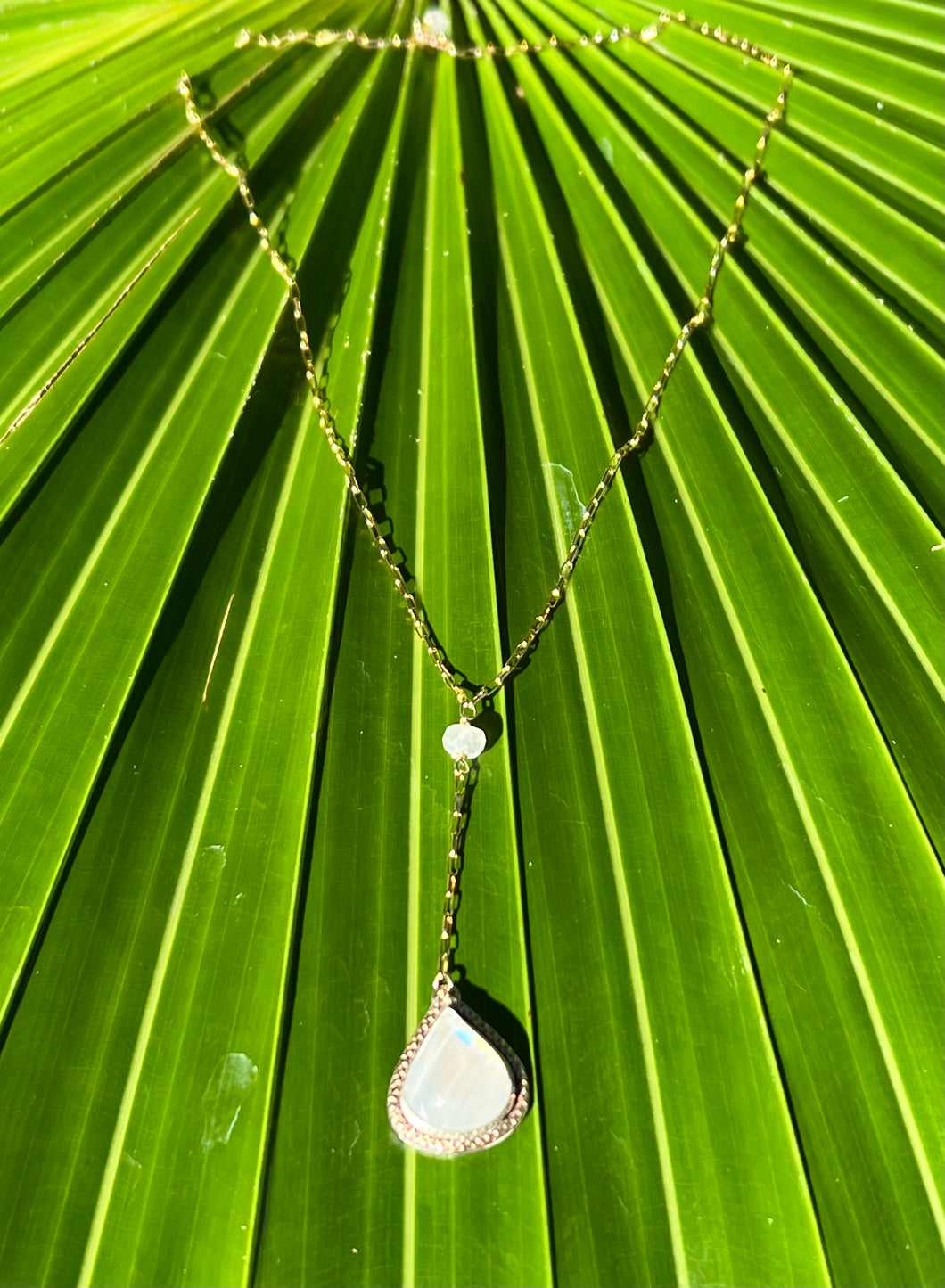 Moonstone Tear Drop Lariat Necklace