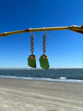 Load image into Gallery viewer, Green Sea Glass Earrings
