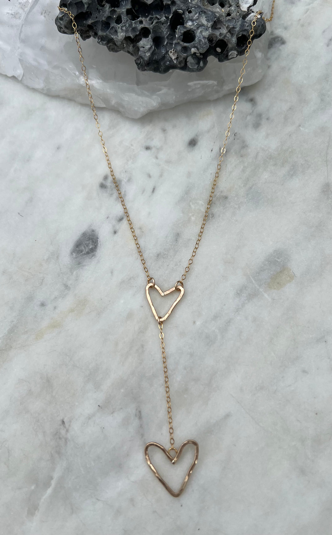 Two Hearts Lariat Necklace