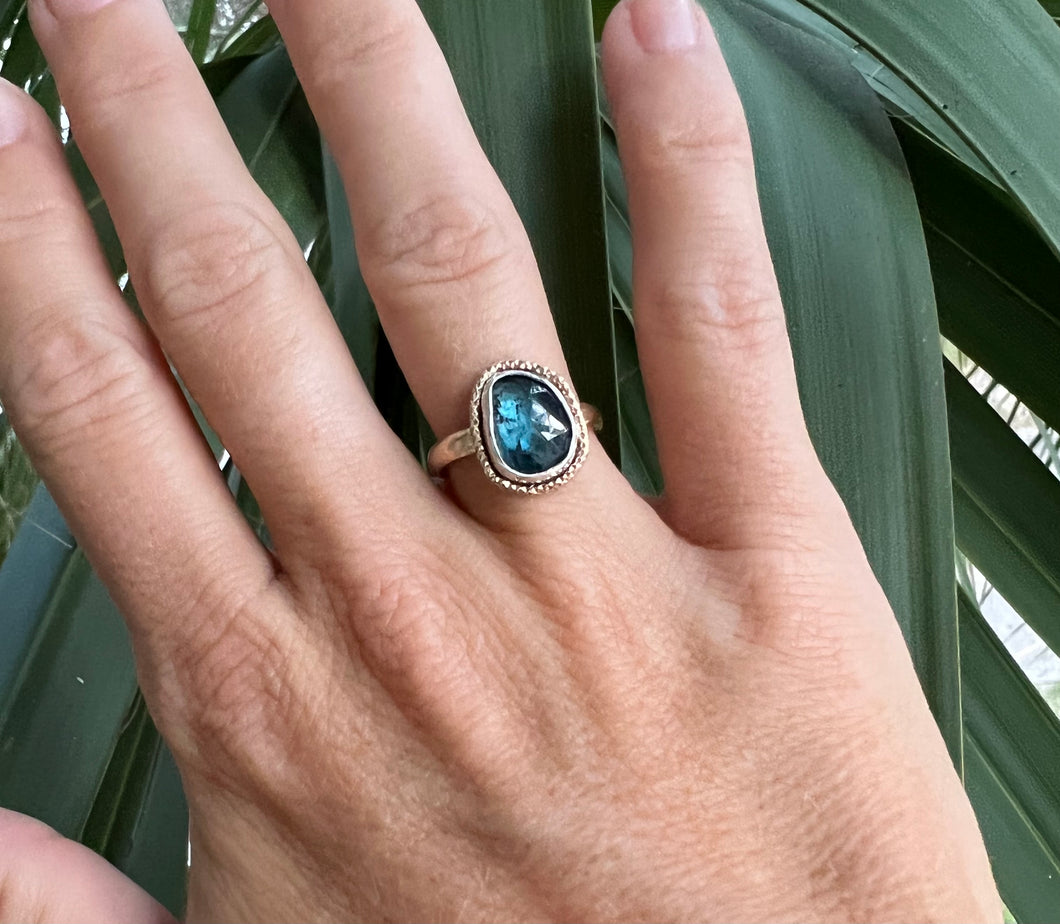 Teal Moss Kyanite Ring